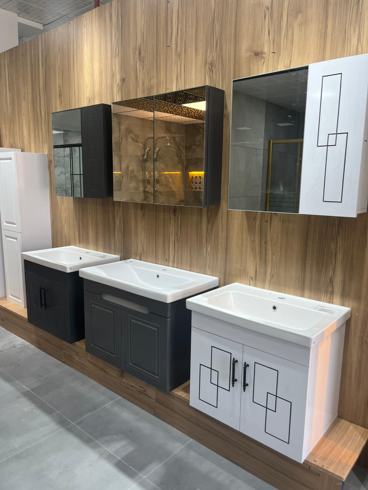 Antrasit ve Beyaz Lake Lavabo Dolabı Modelleri